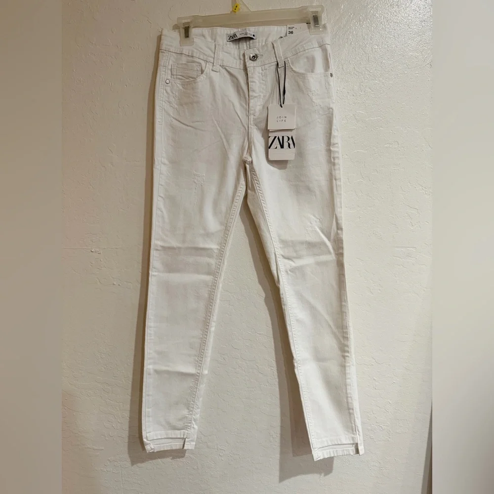 Zara White Denim Mid Rise Skinny Jeans size 4 - Picture 3 of 9